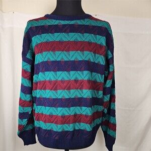 Vintage Michael Morgan Geometric Sweater Mens Large Made in USA